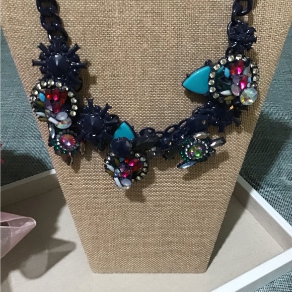 ZARA Beautiful Necklace Navy Blue With Multi Colors Rhinestones.See All Pics🌺🌸 - Picture 3 of 6